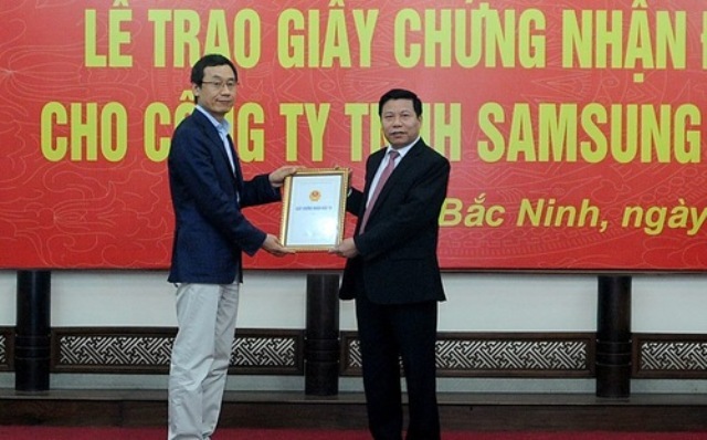 Bắc Ninh trao chứng nhận đầu tư 1 tỷ USD cho Sam sung Display – Dự án triển khai tại KCN Yên Phong Viglacera